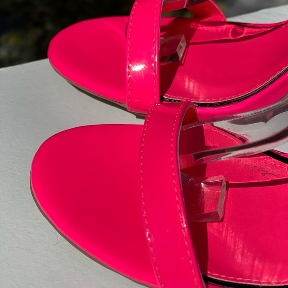 Qupid Neon Pink 3.5” Open Toe Party Heel Sandals - Picture 5 of 6